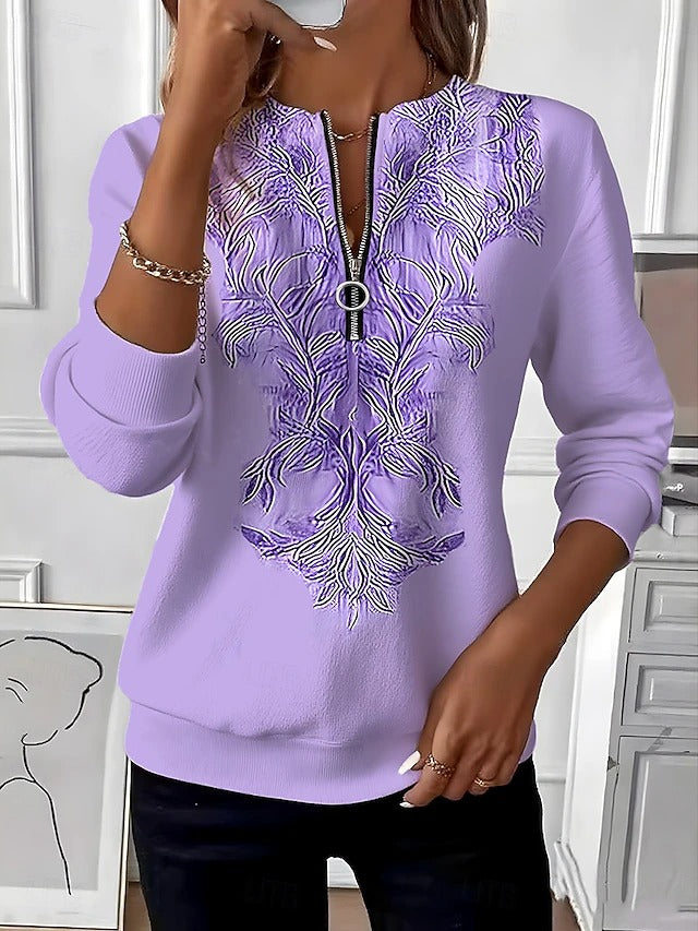 Pull Johanna Danoir Paris, confortable en bleu clair, détail éclair, style décontracté, tissu doux et chaud.
