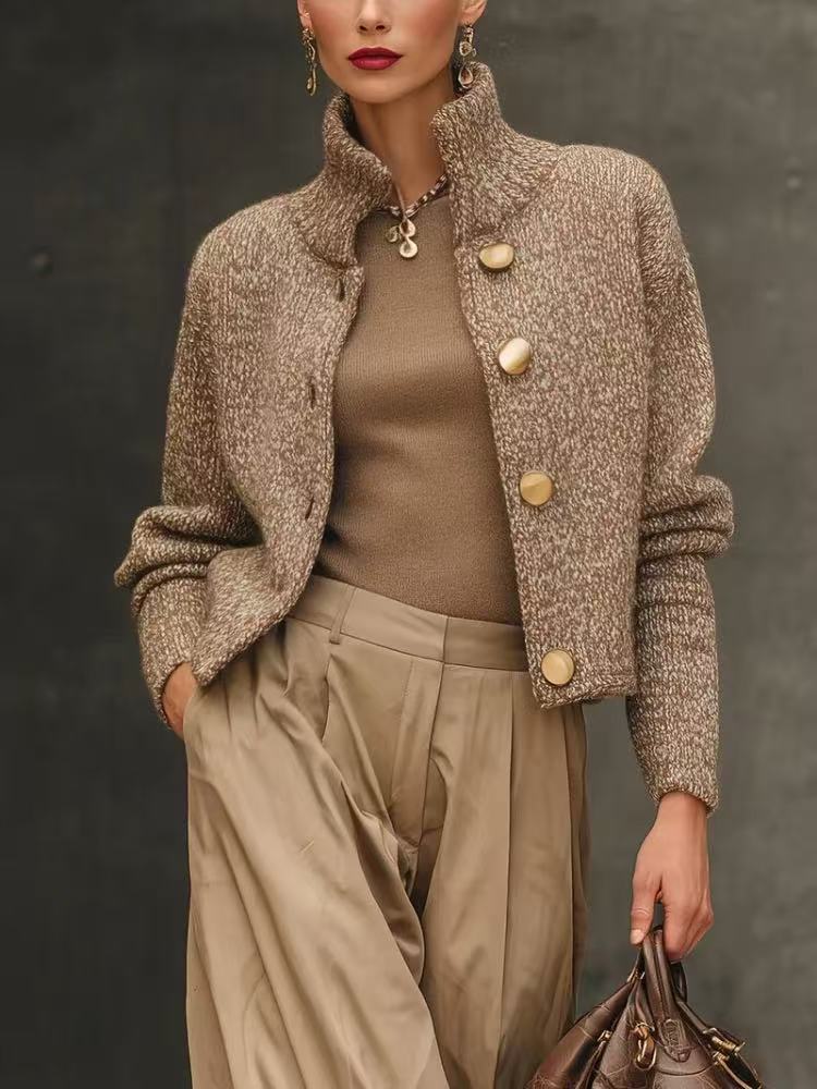 Veste chic en laine beige Danoir Paris Adeline, style élégant, coupe ajustée, pour femmes, taille XS.