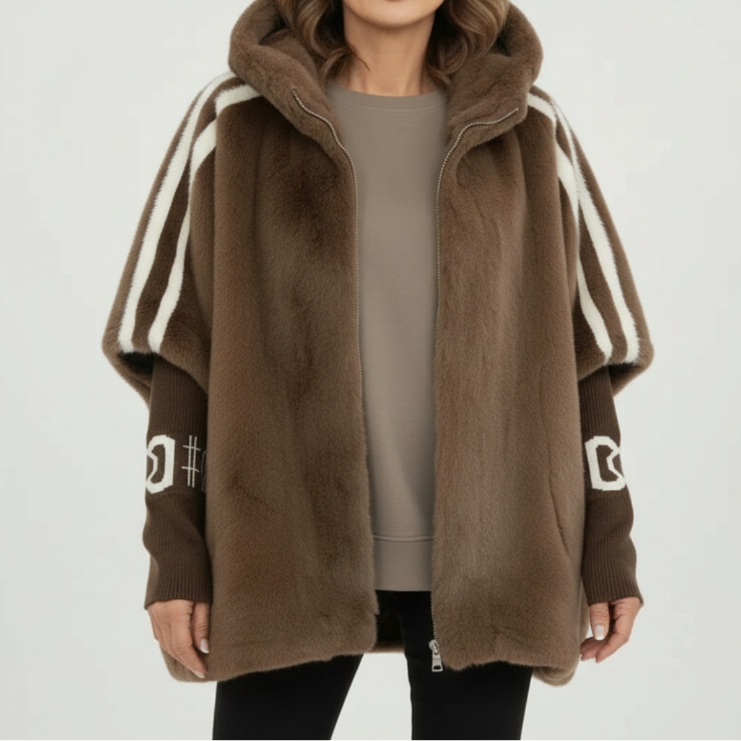 Veste hivernale chic Danoir Paris Brielle en marron, coupe élégante, tissu chaud et confortable, pour femmes.