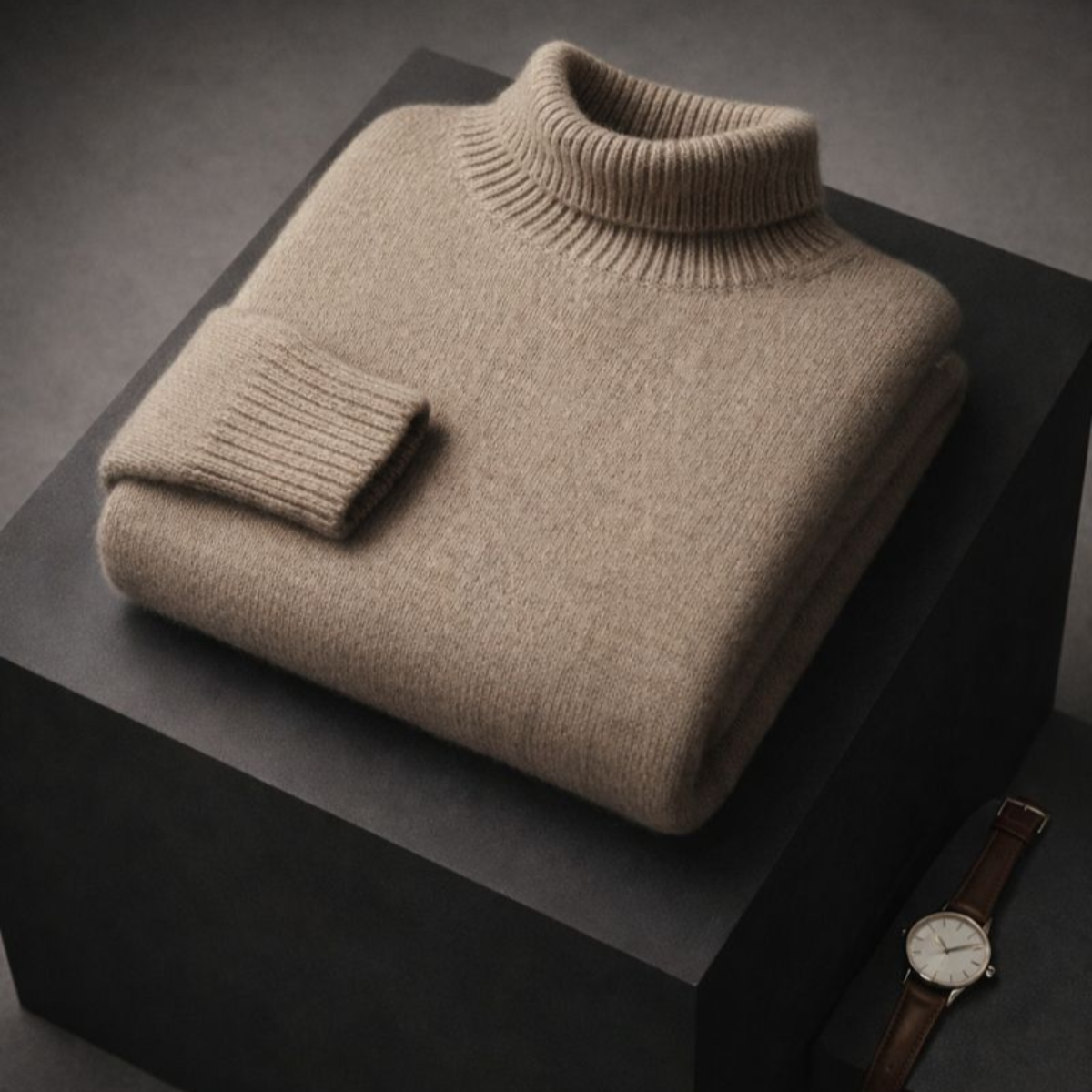 Pull chic et confortable Danoir Paris INES en marron, doux et élégant, visible sur le mannequin.