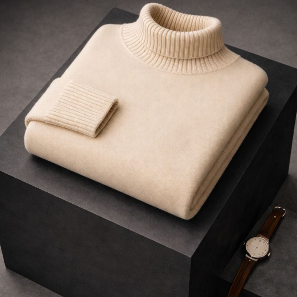 Pull chic et confortable Danoir Paris INES en marron, avec finition élégante, porté sur mannequin.