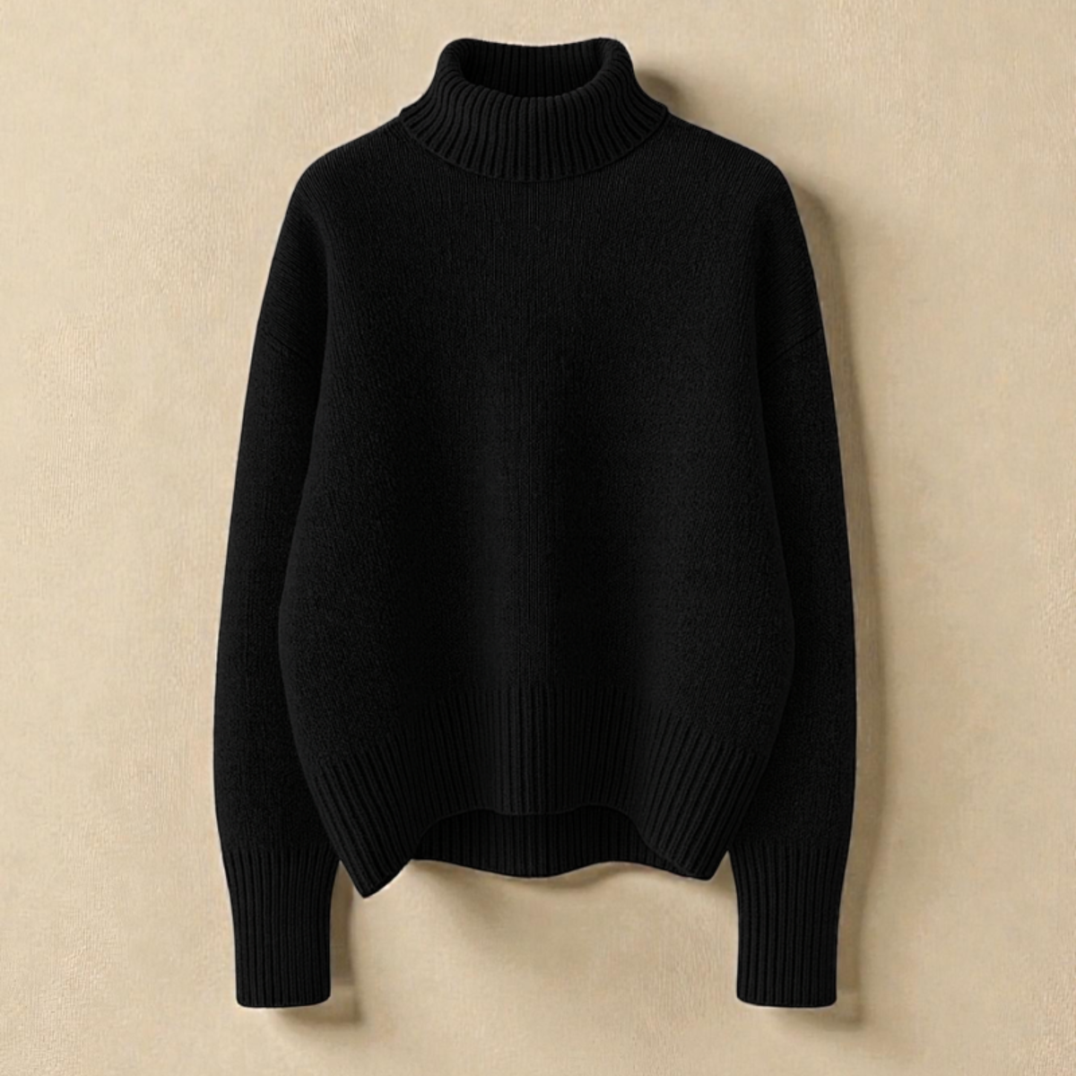 Pull chic et confortable Danoir Paris INES en marron, doux et élégant, porté sur mannequin avec col rond et manches longues.