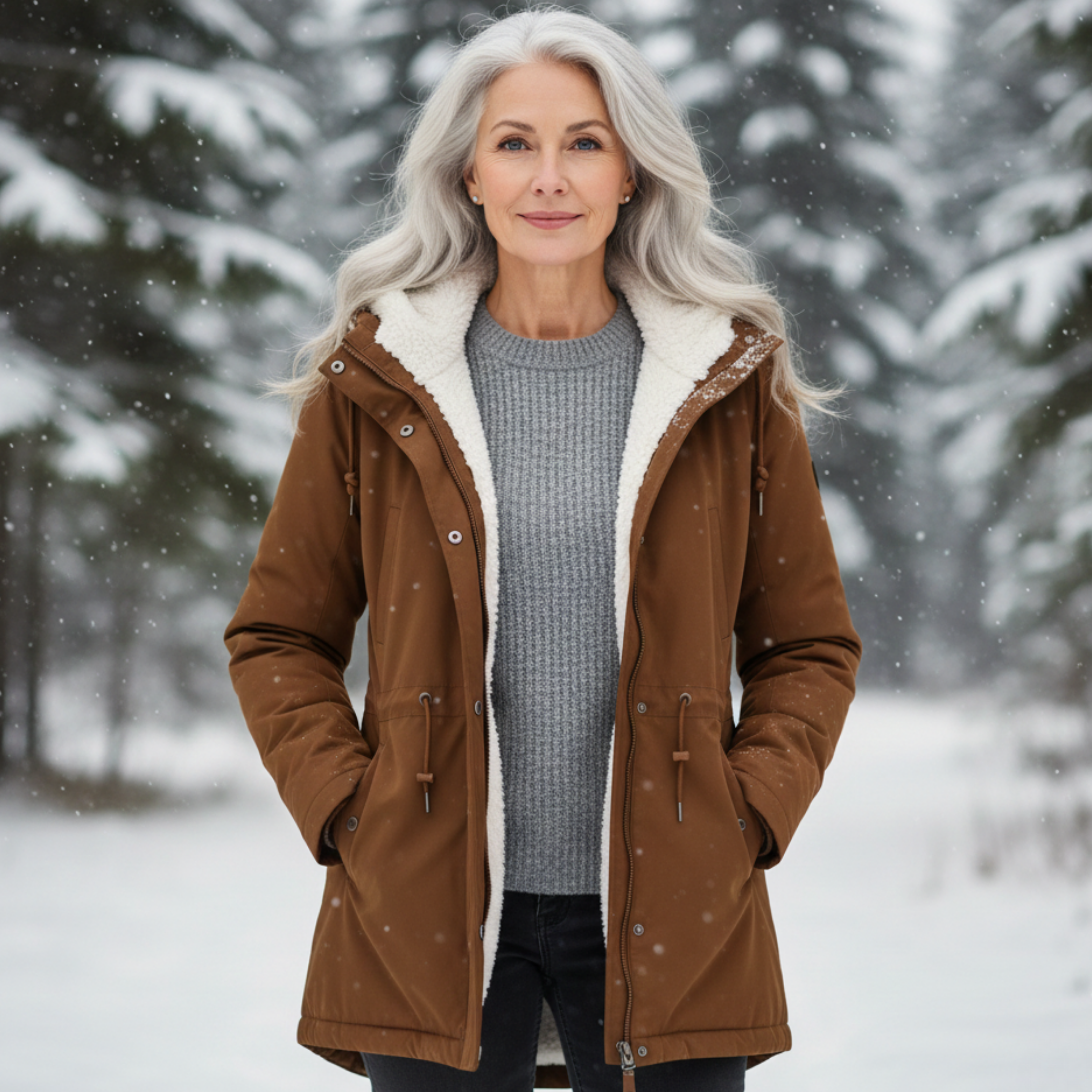 Veste élégante hivernale Danoir Paris Adeline, couleur gris, taille XS, avec design chic et chaud, pour femmes.