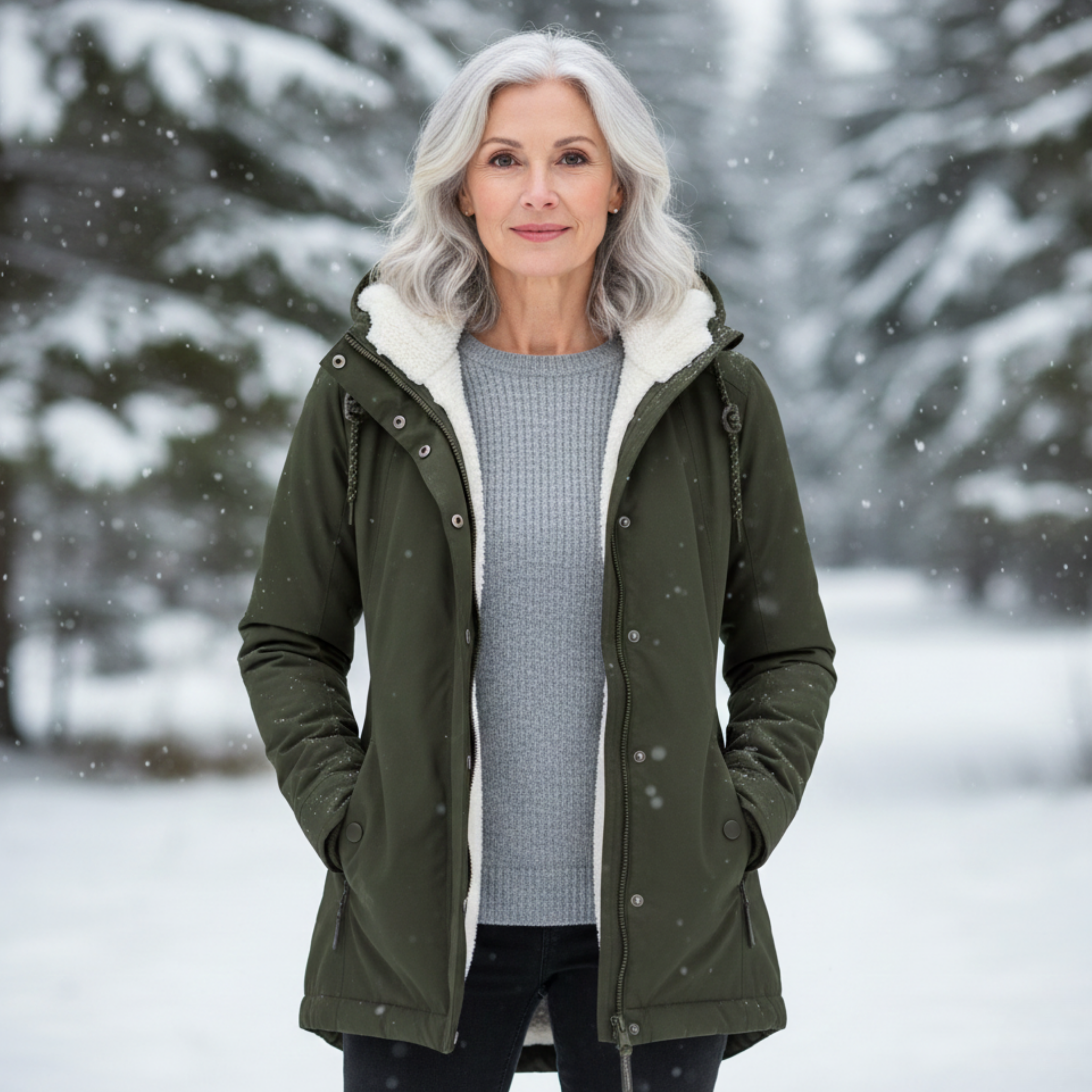 Veste élégante d'hiver Danoir Paris Adeline en gris, coupe ajustée, tissu chaud, pour femmes, taille XS.