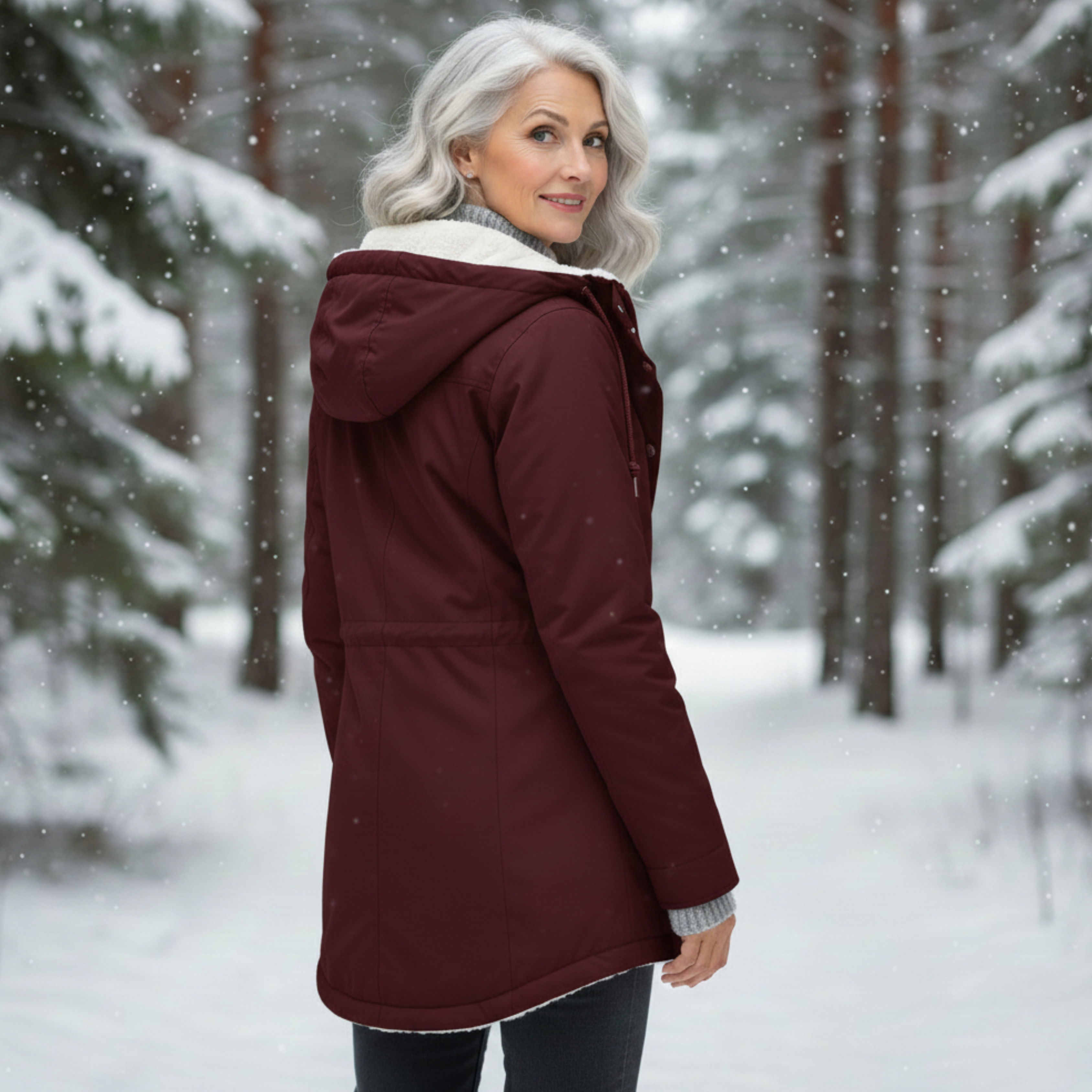 Veste hivernale élégante Danoir Paris Adeline, gris, coupe ajustée, détails sophistiqués, pour femmes, taille XS.