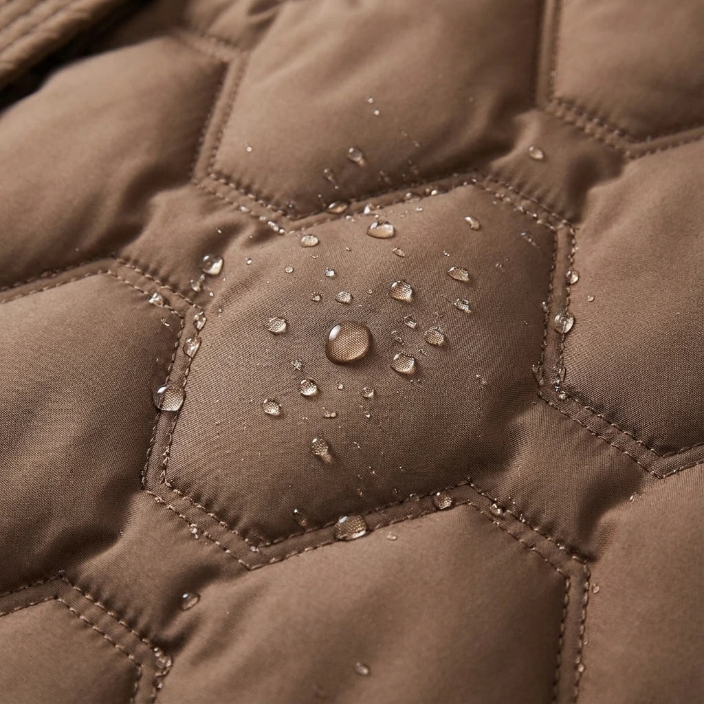 Manteau long imperméable rouge Danoir Paris Lumière FR1602, mode élégante et protection contre la pluie.