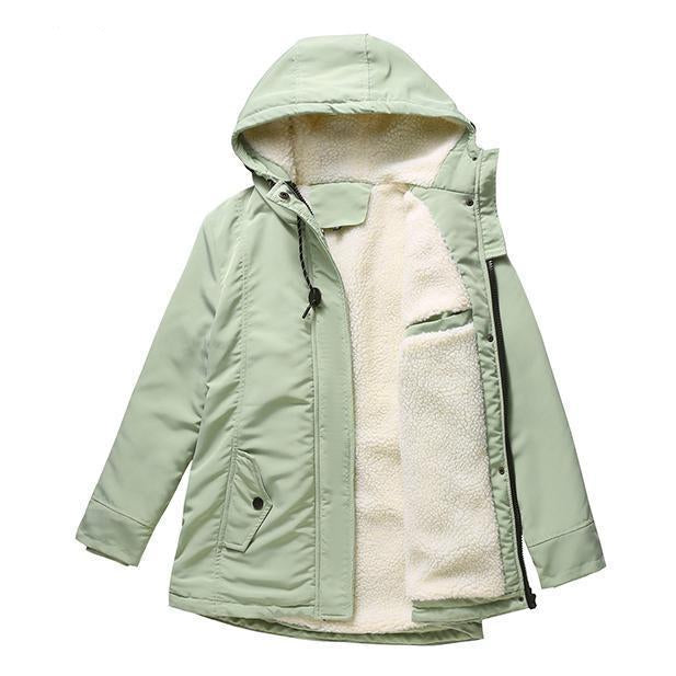 Manteau hivernal élégant Danoir Paris Amina FR1604 en rose, doublé chaud et parfait pour l'hiver.