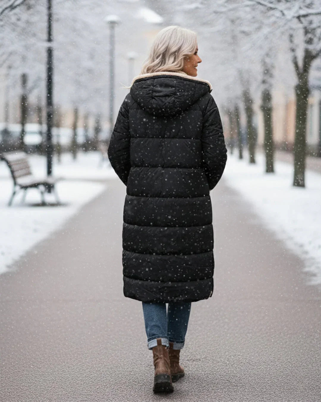 Manteau long réversible vert Danoir Paris Layla, élégance et style avec coupe sophistiquée et détails modernes.