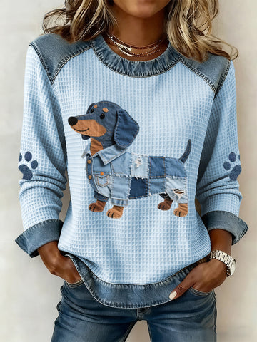 Haut décontracté bleu Daisy pour chien de la marque Danoir Paris, tissu léger et confortable, vue de face.