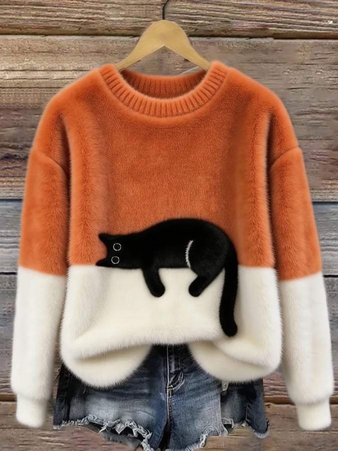 Pull doux et mignon LanaCat de Danoir Paris, orange, taille S, en laine confortable pour chats.