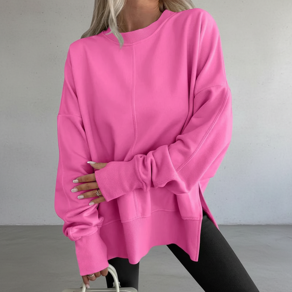 Sweatshirt oversize Danoir Paris AlpenNord, confortable, en molleton doux, couleur beige, vue de face sur un fond neutre.
