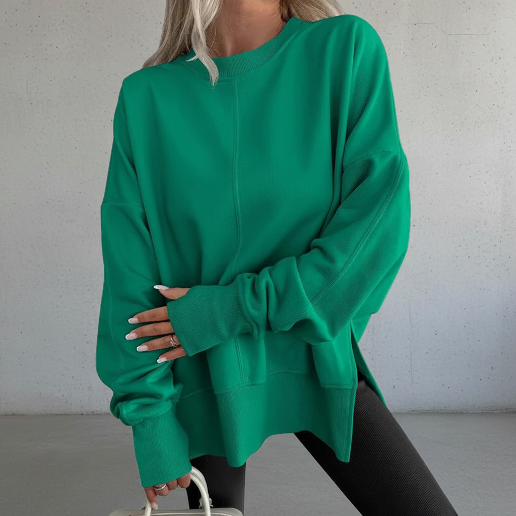 Sweatshirt oversize Danoir Paris AlpenNord en coton doux, couleur neutre, porté sur mannequin.