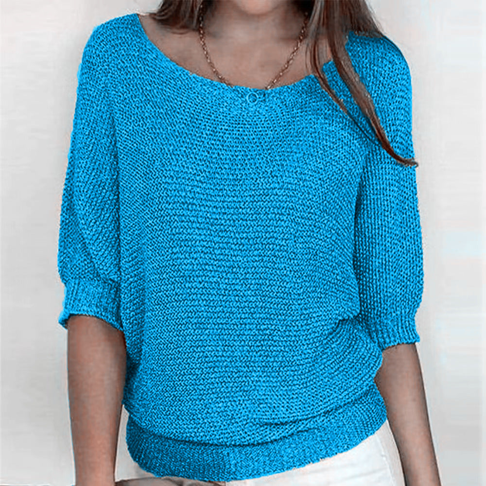 Pull élégant beige Danoir Paris Linda FR782 en coton confortable, porté sur un mannequin.