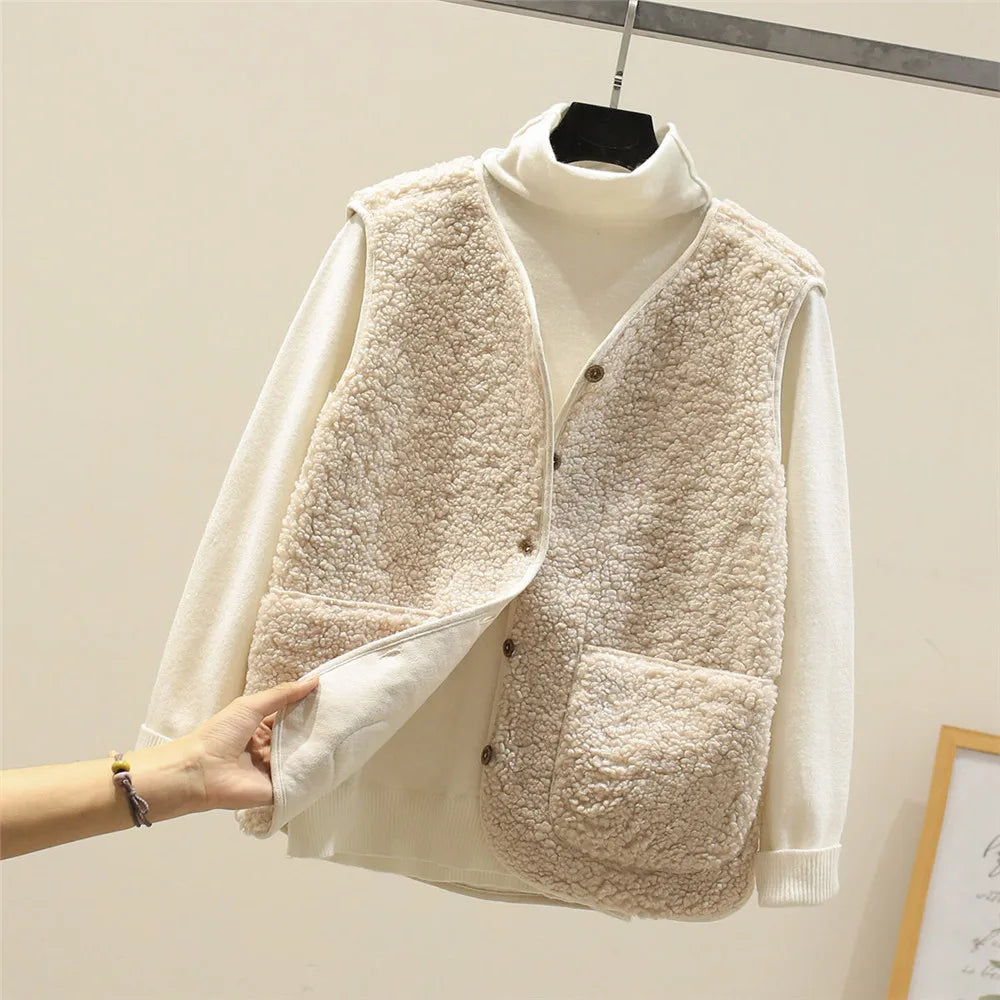 Gilet polaire beige Danoir Paris Colette FR784, douceur et chaleur, porté en image.