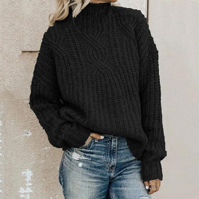 Pull en câble vert Danoir Paris Sofian FR785, élégant et confortable, avec détails en tricot fin, porté sur mannequin.