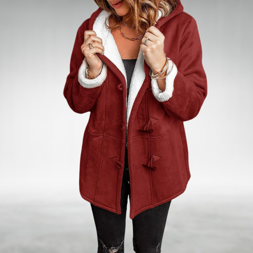 Veste d'hiver élégante Danoir Paris Amanda FR822 gris, coupe sophistiquée et matière chaude, vue de face.