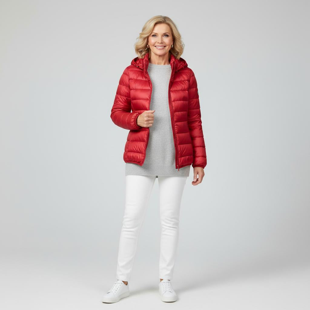 Veste élégante et légère Danoir Paris Karen FR831 couleur champagne, vue de face avec détails du tissu et de la coupe.