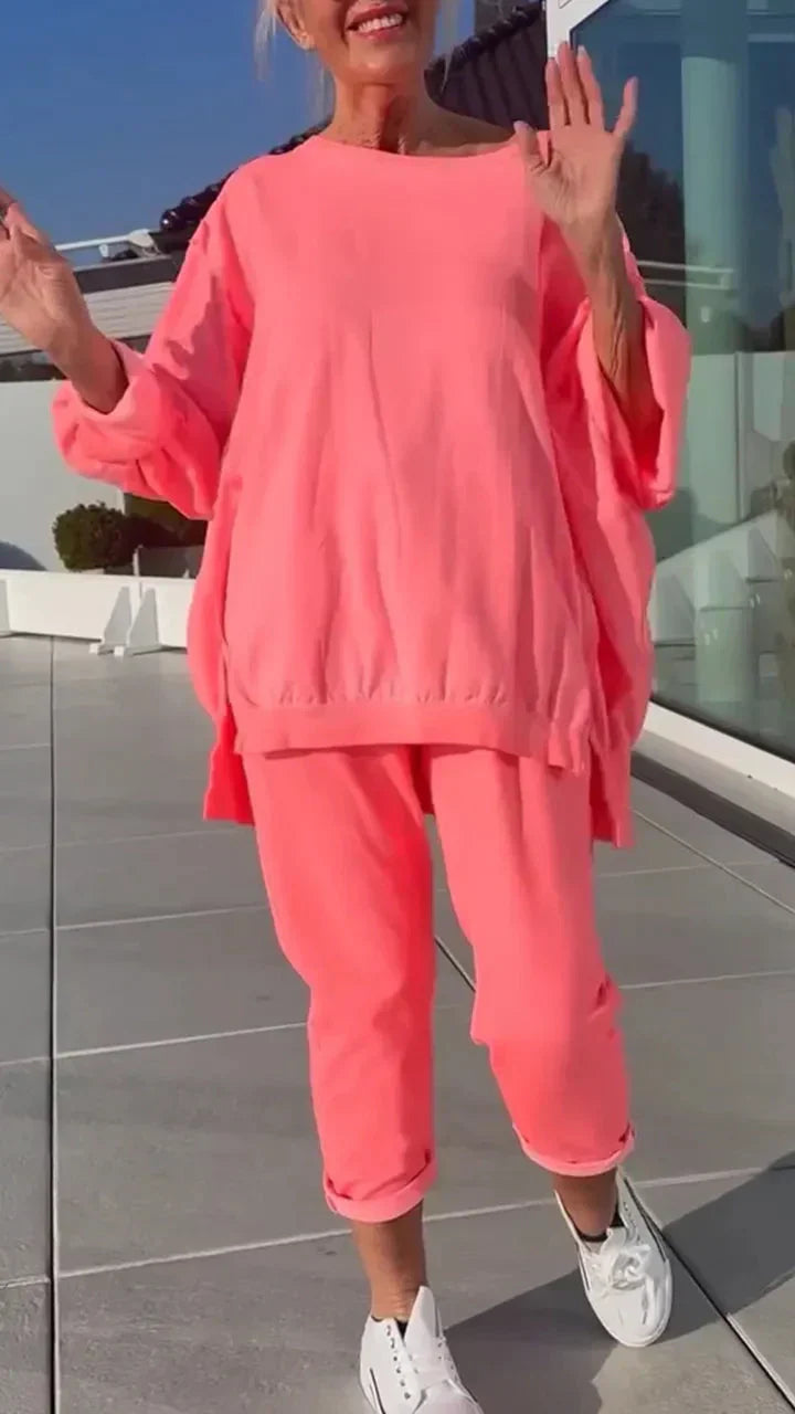 Ensemble loungewear oversize Frieda de Danoir Paris en jaune, confortable et tendance, parfait pour la détente à la maison.