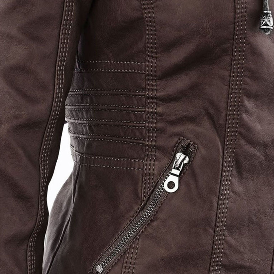 Veste motard élégante Kiana de Danoir Paris, en marron, taille XS, avec détails stylés et finition soignée.