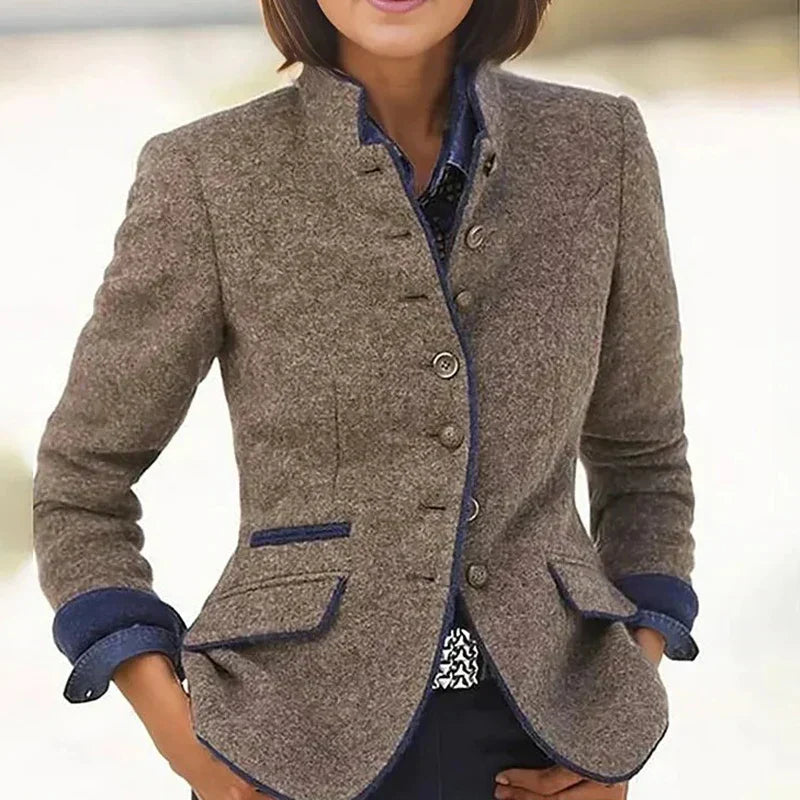 Veste Sana Danoir Paris Élégance Moderne FR878, café, taille XS, veste tendance en tissu léger, style chic et moderne.