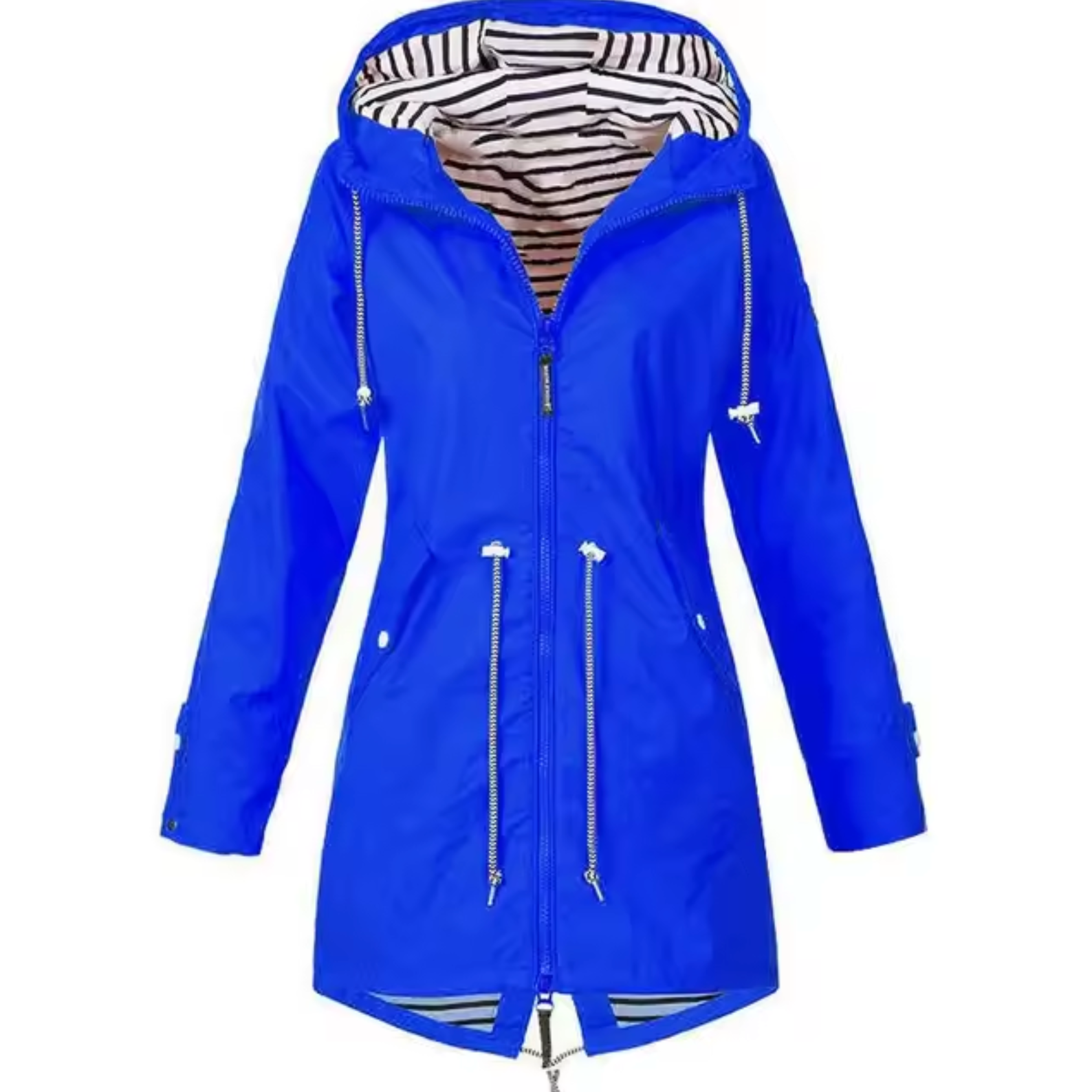 Veste waterproof élégante Danoir Paris FR885 noire pour femme, vue de face avec fermeture et détails modernes.