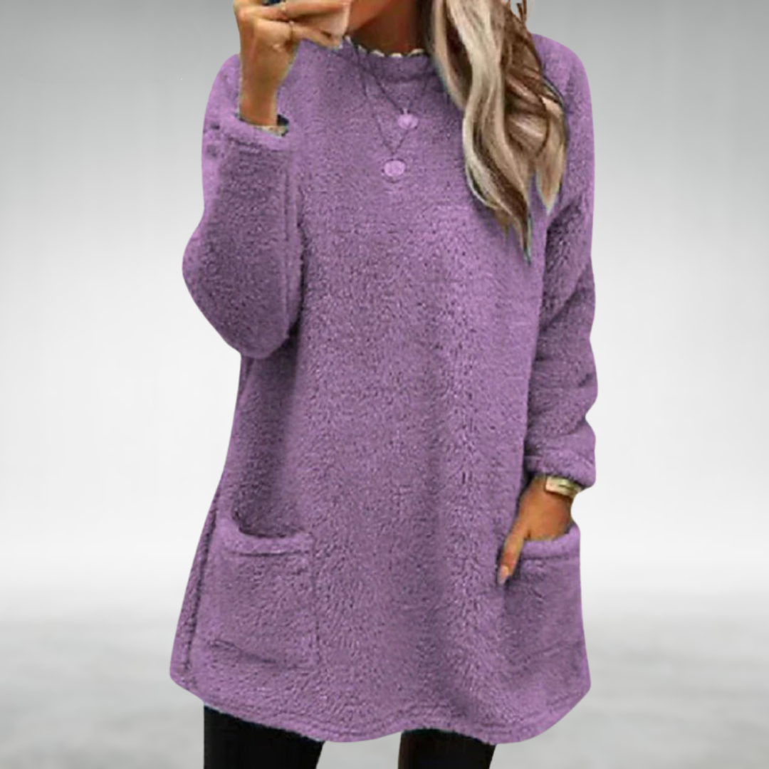 Pull en maille rose Nora de Danoir Paris, look douillet et chic, douceur et style pour un vêtement tendance.