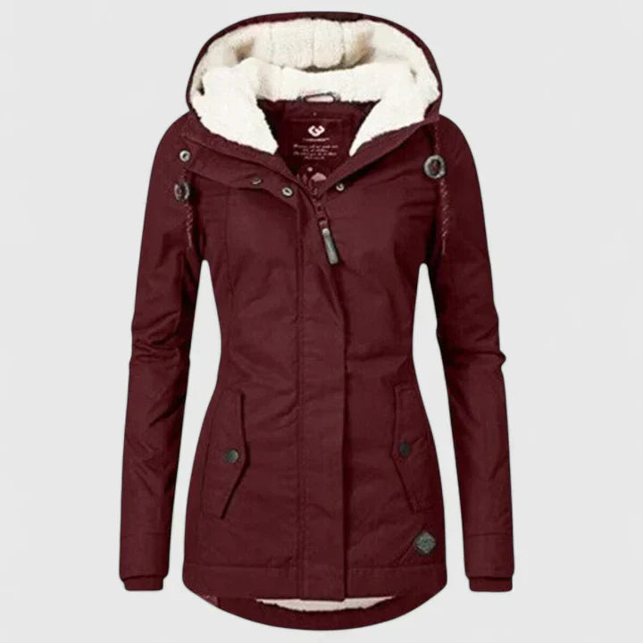 Manteau chic et confortable Danoir Paris Juliandra FR896 en bleu, coupe élégante, tissu doux et moderne.