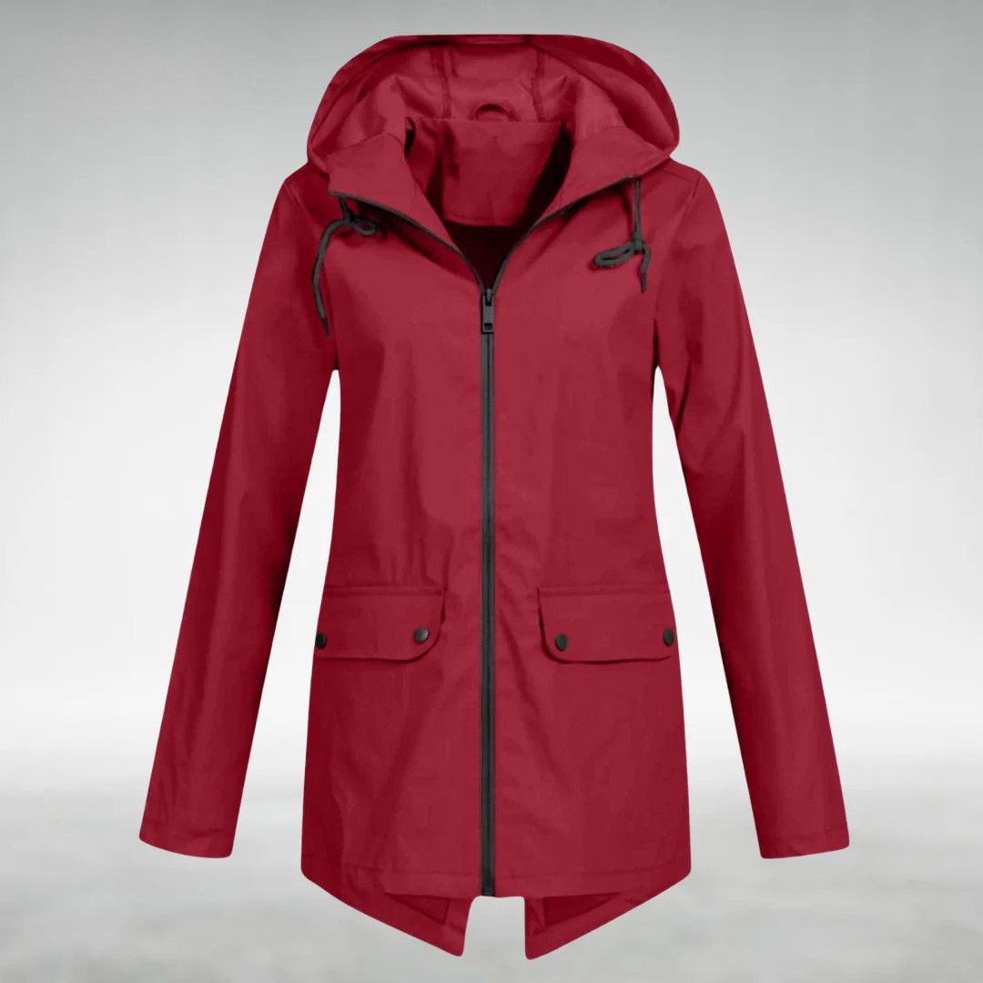 Vêtement imperméable élégant Danoir Paris FR902 modèle Arlyn en bleu, parfait pour la pluie et le style.