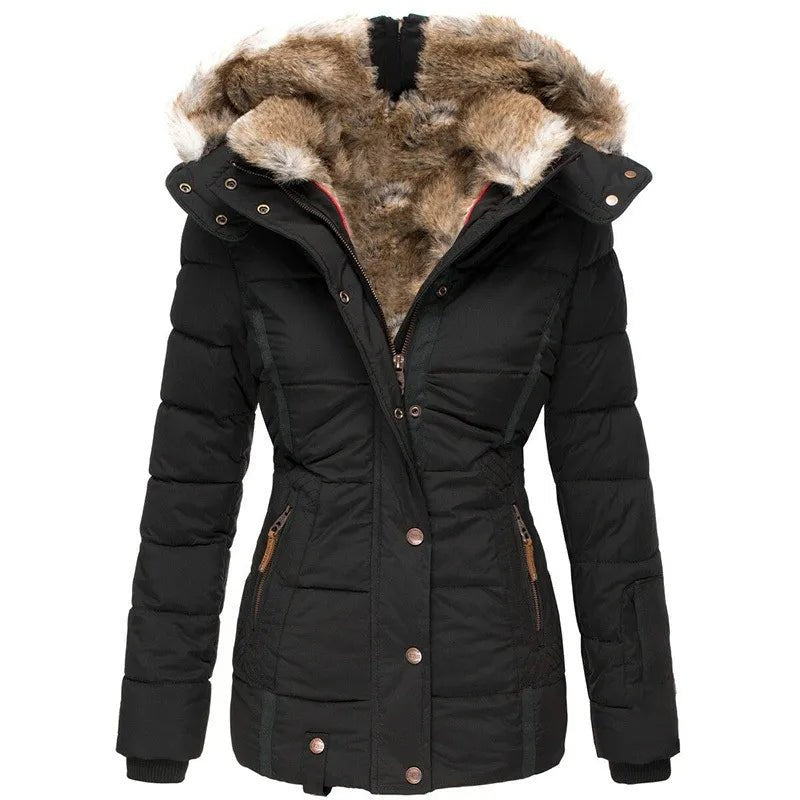 Manteau d'hiver élégant FR911 de Danoir Paris en noir, veste chaude avec coupe sophistiquée et détails modernes.