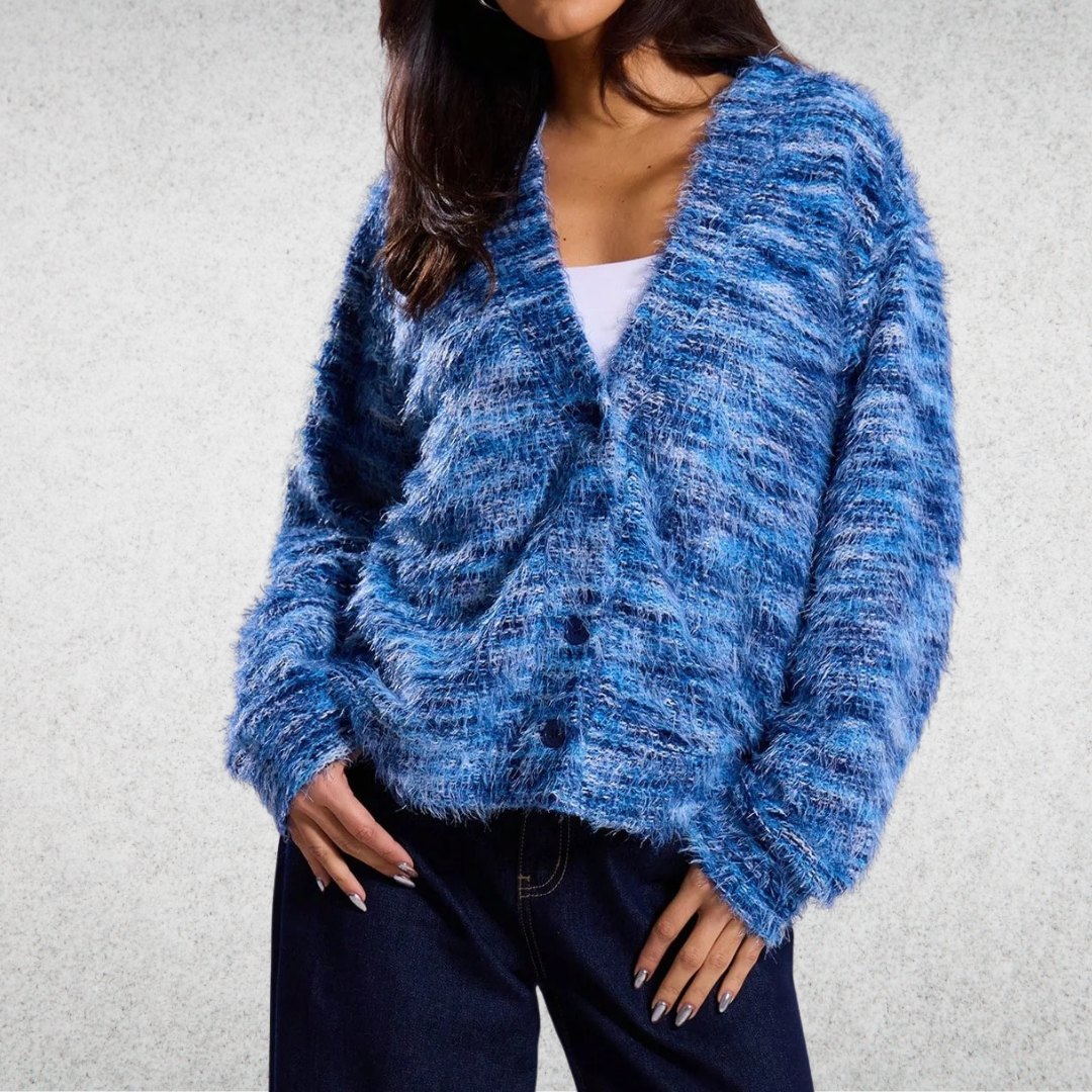 Gilet décontracté multicolore Mona FR940 de Danoir Paris, orange, en tissu léger, porté sur un mannequin.