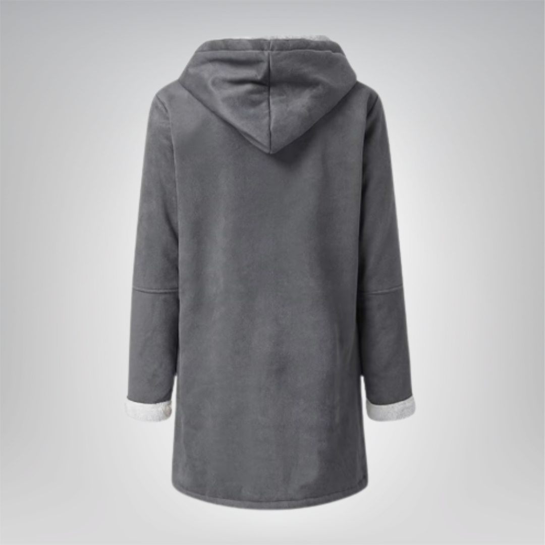 Veste élégante en fleece Danoir Paris Maria, coupe ajustée, couleur vert mousse, vue de face sur un fond neutre.