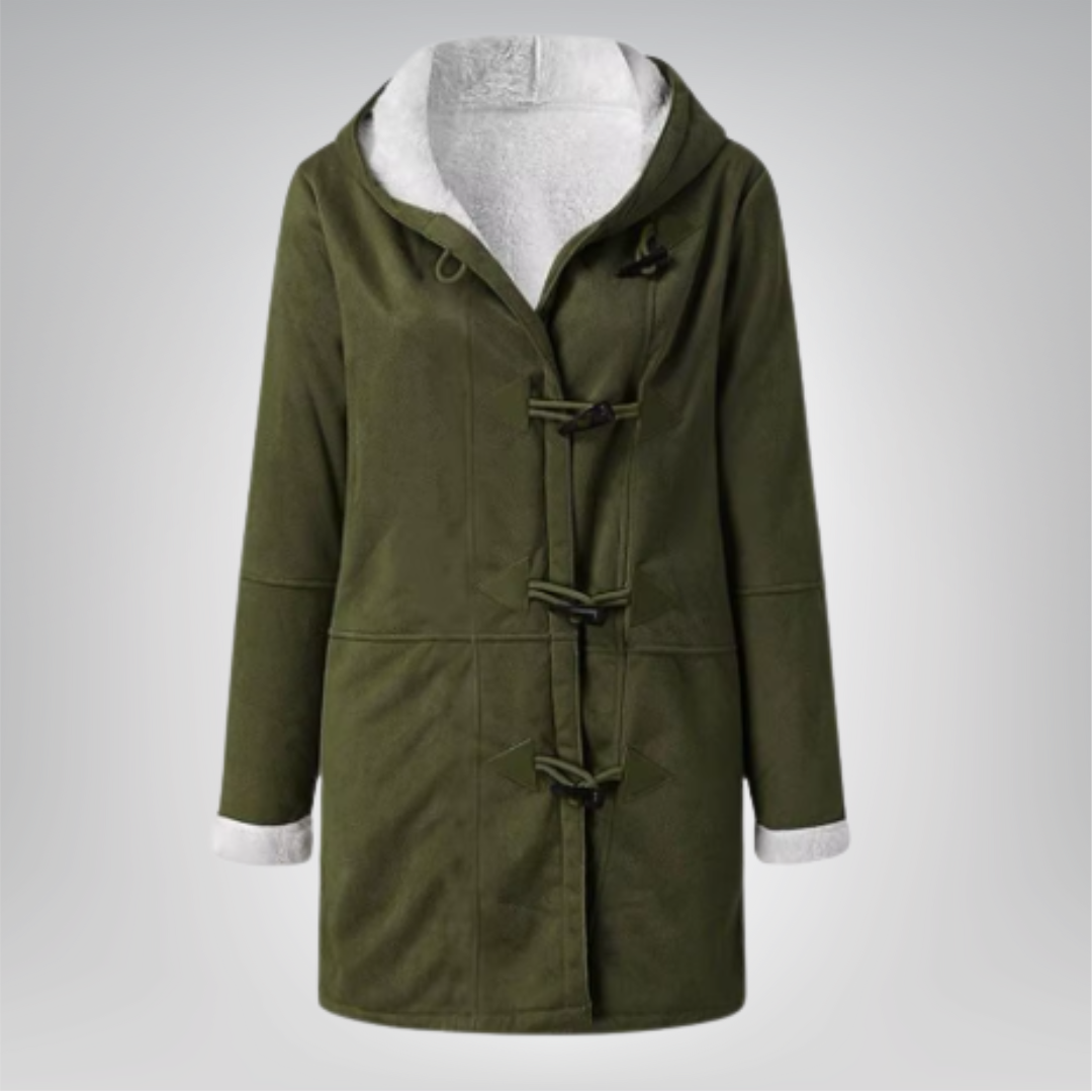 Veste élégante en fleece Danoir Paris Maria Vert Mousse, style chic et confortable, vue de face avec détails du tissu.