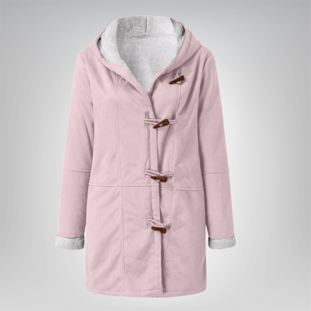 Veste élégante en fleece Danoir Paris Maria, couleur vert mousse, coupe moderne, portée décontractée, image en gros plan.
