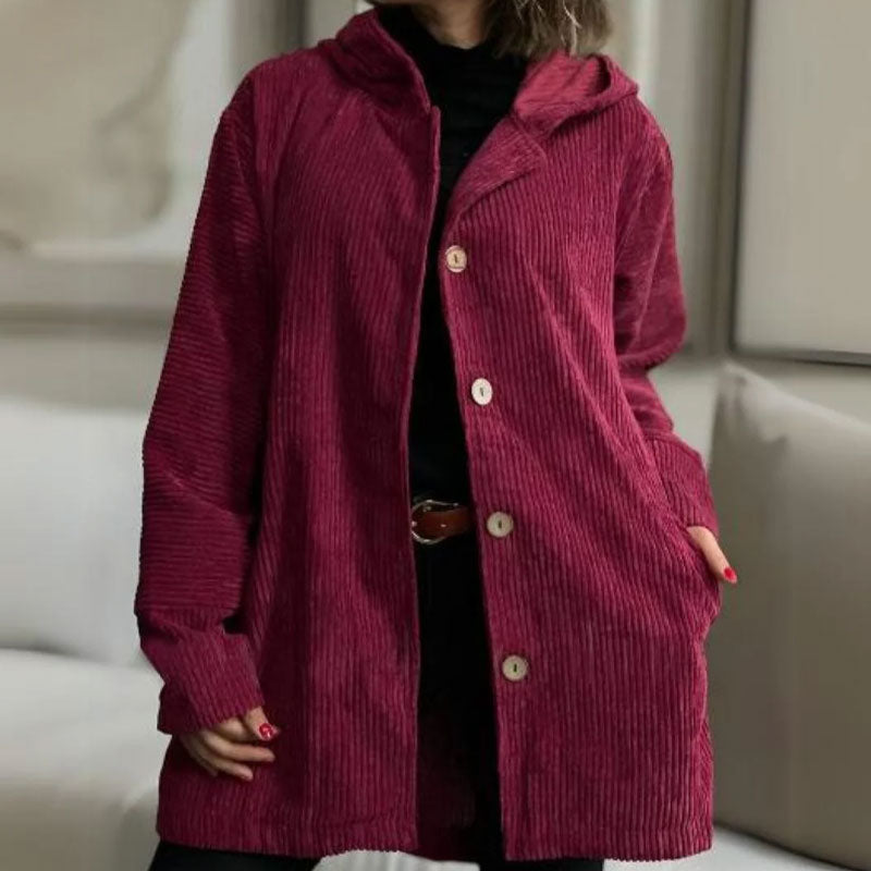 Veste en velours Isabelle de Danoir Paris, confortable, couleur bordeaux, modèle FR958, vue de face.