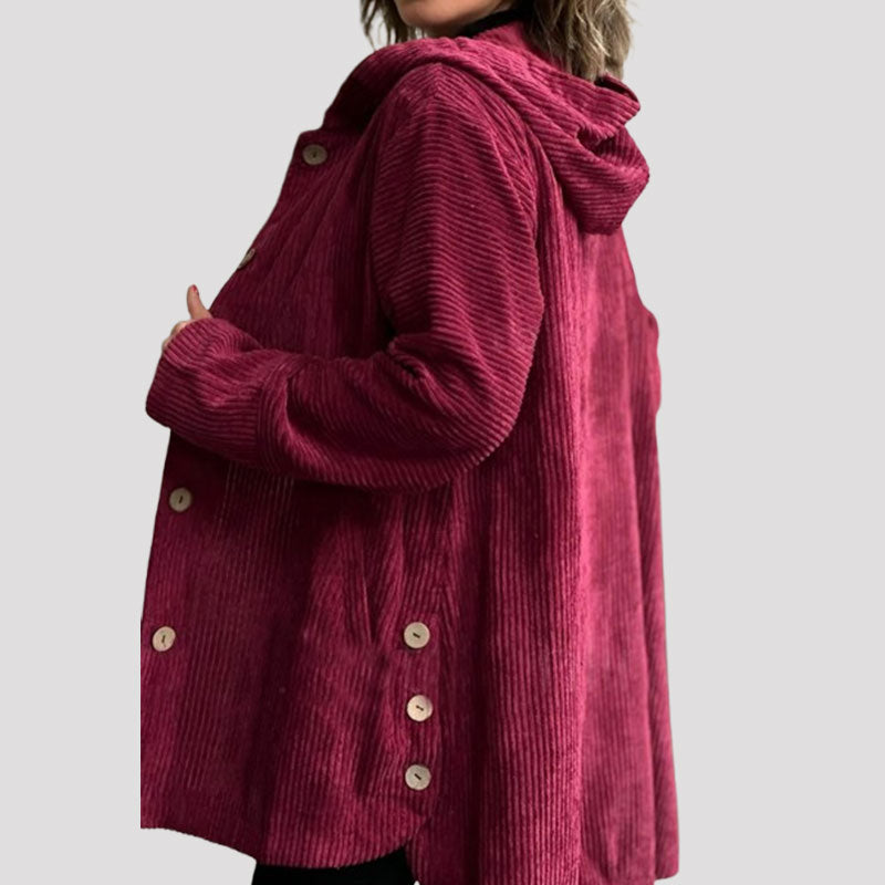 Veste en velours Isabelle de Danoir Paris, modèle FR958, couleur bordeaux, veste confortable pour femmes.