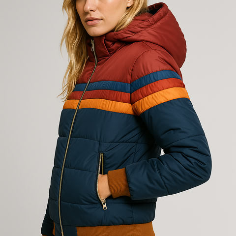 Veste thermique élégante Becker de Danoir Paris en bleu marine, coupe ajustée, pour femme, taille XS.