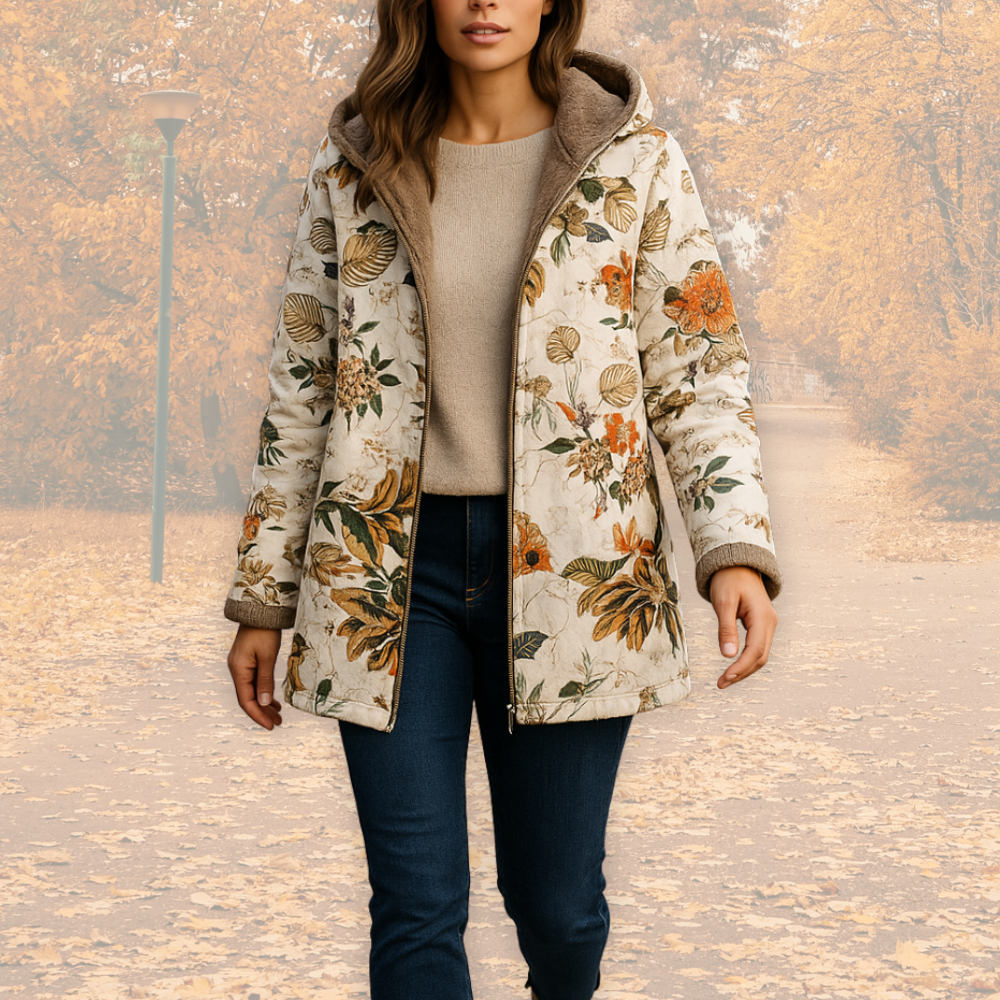 Veste chic et douillette Camellia de Danoir Paris, taille S, couleur beige, avec détails élégants.