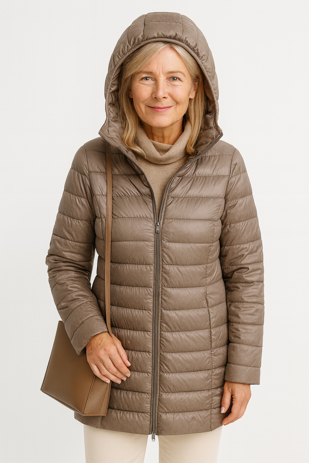 Veste ultra légère Aurora de Danoir Paris en bleu, style élégant et design moderne, vue de face.
