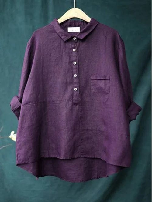 Blouse lin en lin jaune Danoir Paris Elvie, élégante pour l'été, avec décolleté léger et détails fins, vue de face.