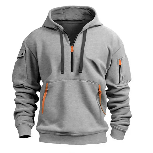 Hoodie chaud et confortable Danoir Paris en gris clair, tissu doux, coupe décontractée, idéal pour le confort quotidien.