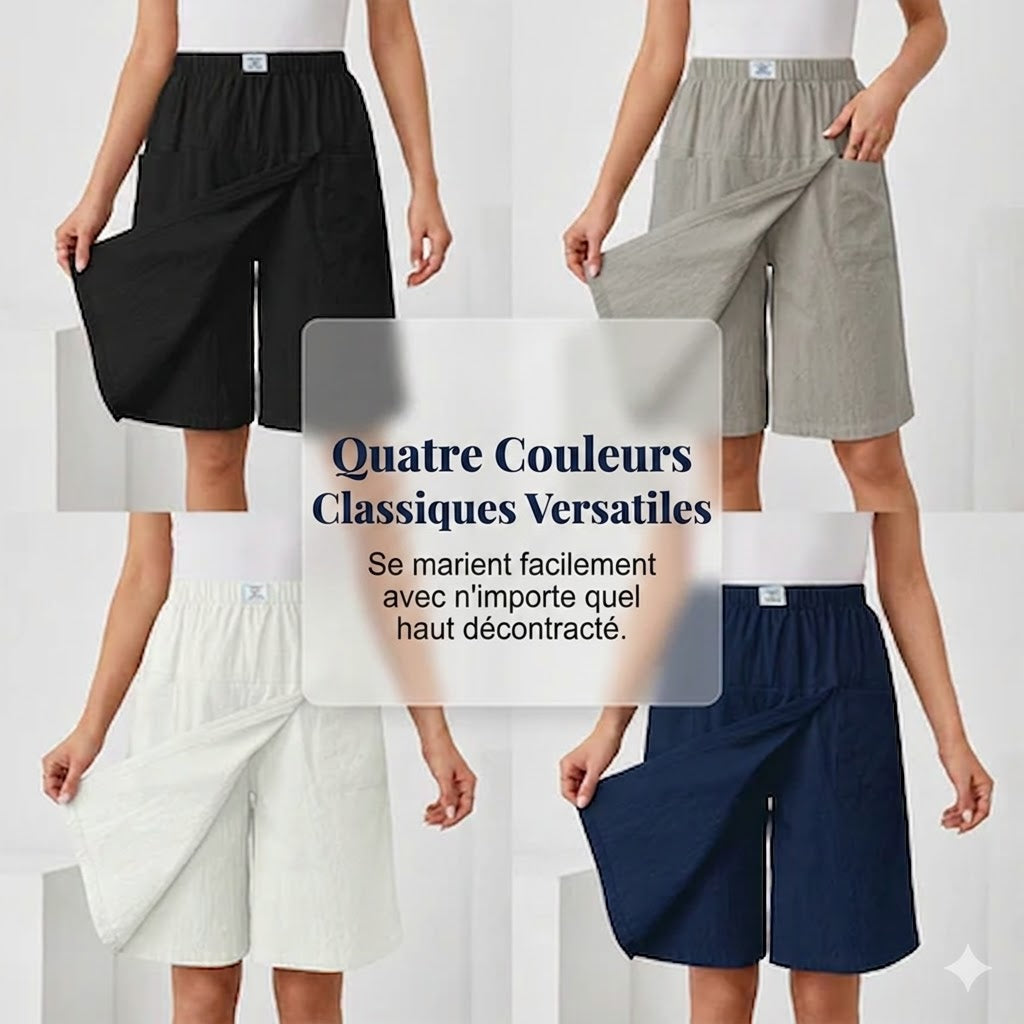 Short en gris clair Libertine™ de Danoir Paris avec taille élastique, poches et style actif pour liberté de mouvement.