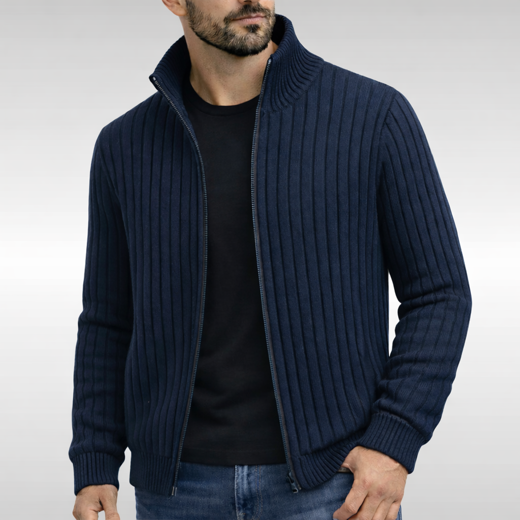 Gilet zippé élégant Danoir Pairs™ en gris pour homme, style classique et finition soignée, porté sur un mannequin.