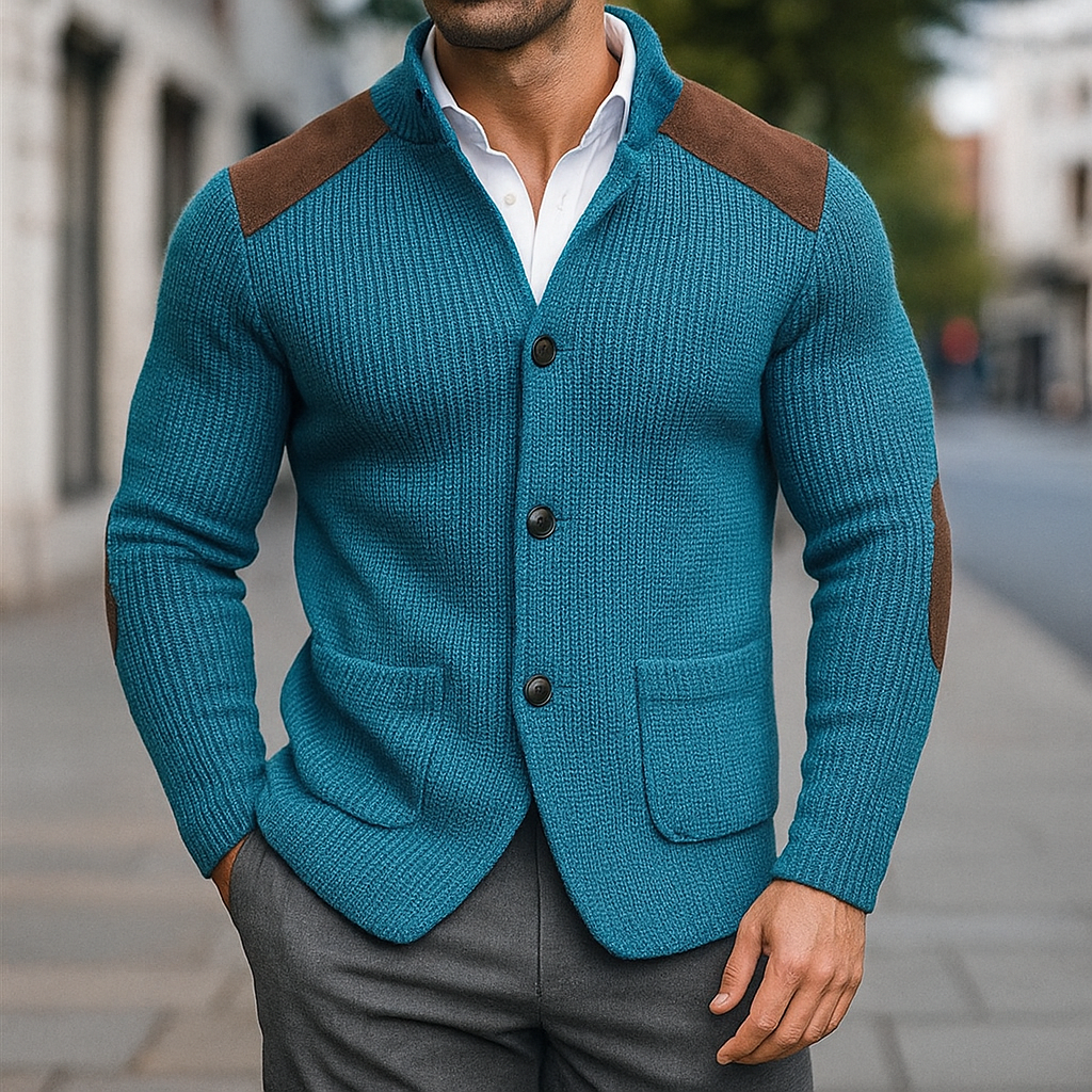 Blazer en maille texturée gris Danoir Paris, veste élégante pour homme ou femme, détails visibles sur la texture du tissu.