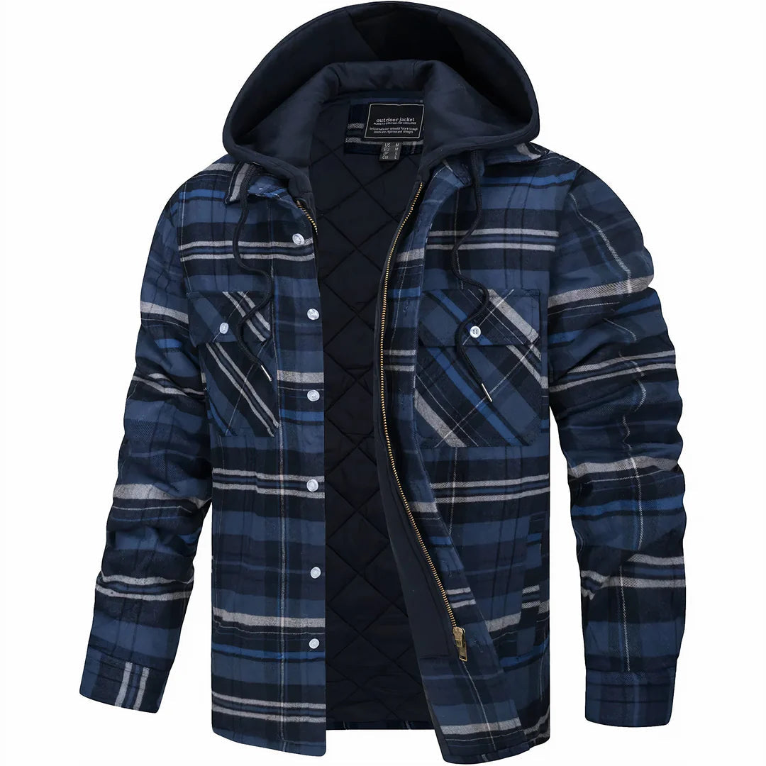 Manteau chaud pour homme en mélange de laine premium Danoir Paris, gris, avec col et poches visibles.