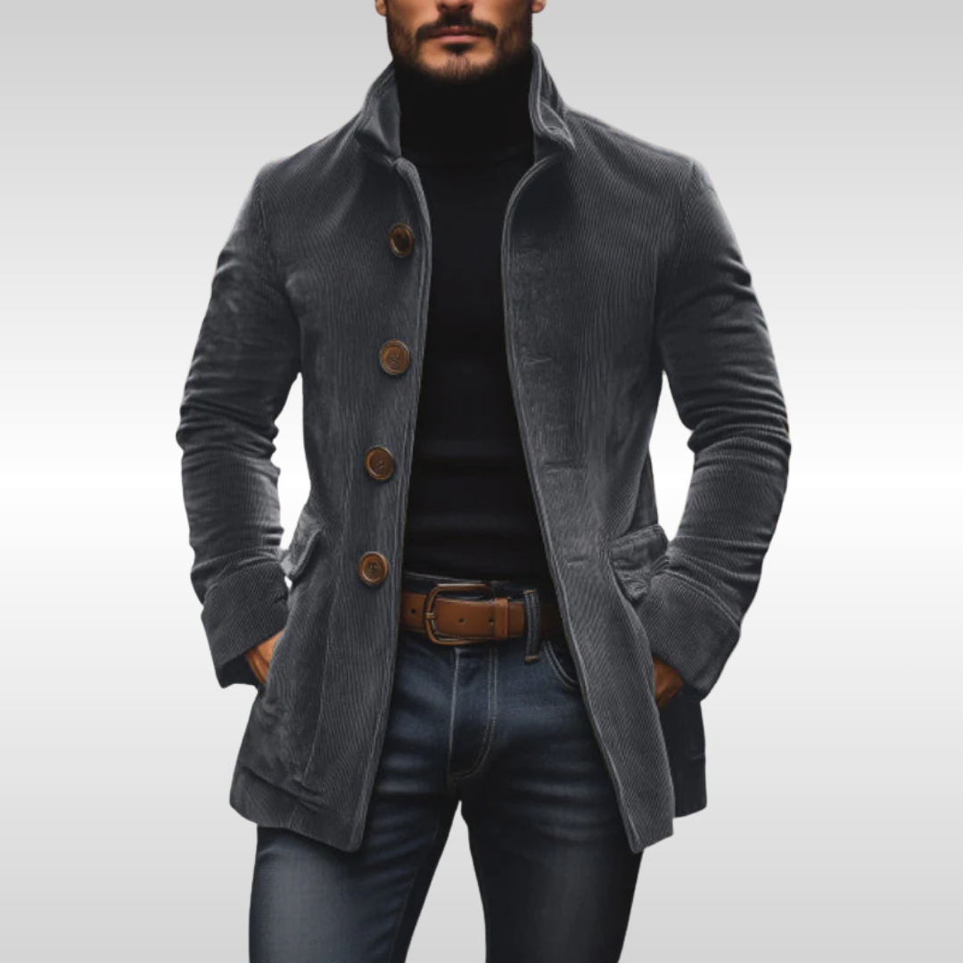 Veste en velours côtelé gris Danoir Paris pour femme, détail du tissu et coupe élégante visible sur l'image.