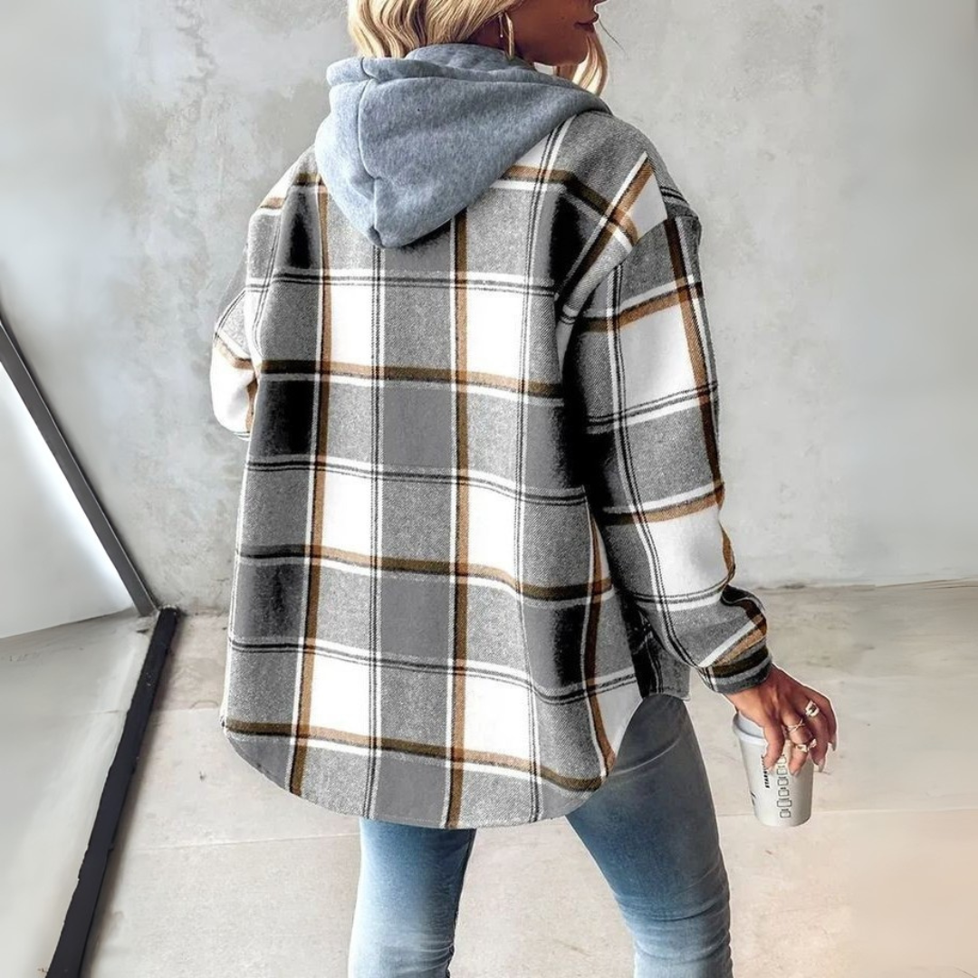 Veste d'automne Danoir Paris Martina en gris, coupe élégante et confortable pour femmes, vue de face.