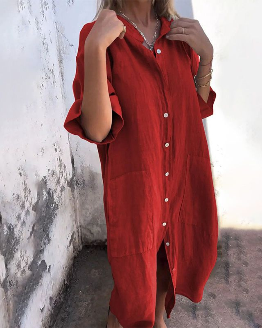 Robe chemise décontractée Melanie de Danoir Paris en gris, style Ibiza, légère et confortable, pour un look estival décontracté.