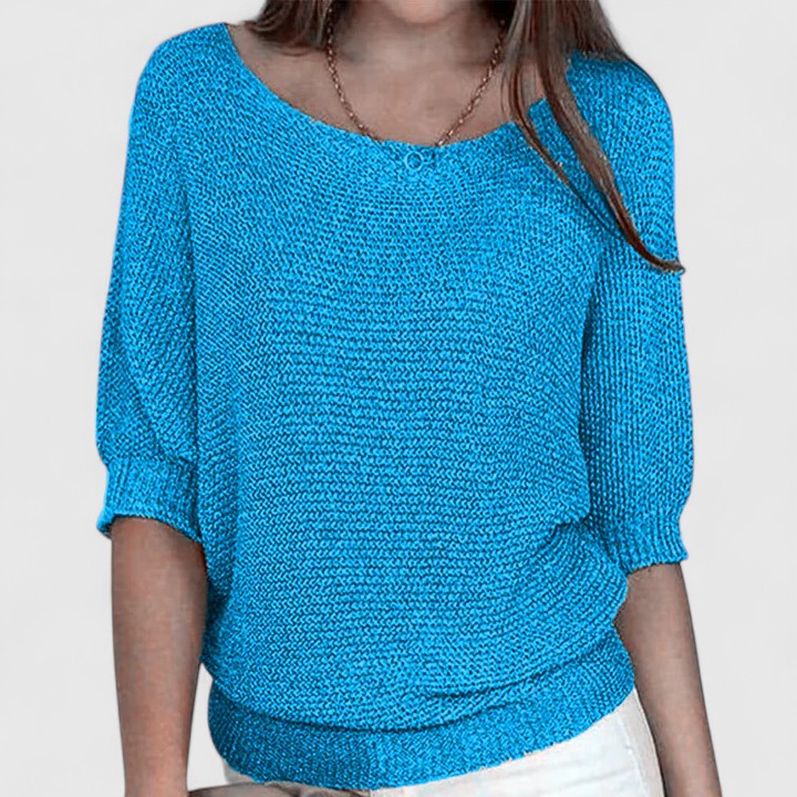 Pull en maille gris Rachel de Danoir Paris, style décontracté et confortable, porté en vue de face.