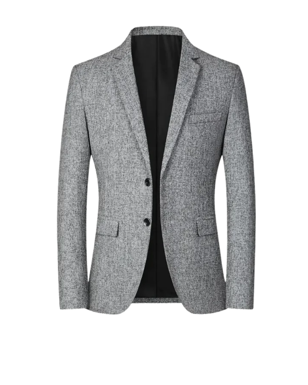 Blazer élégant pour hommes Danoir Paris, coupe cintrée, en tissu gris, porté sur un fond neutre.