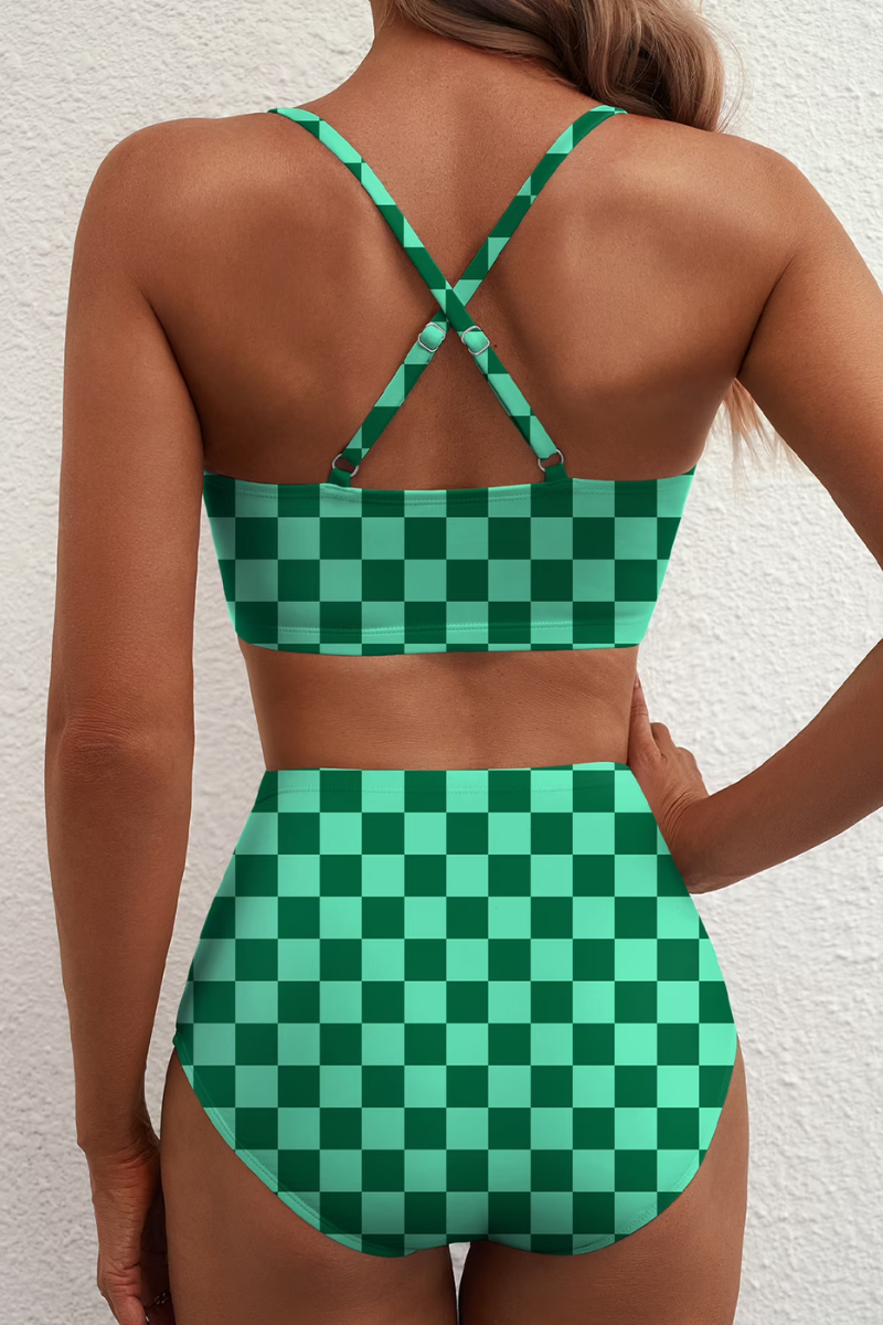 Bikini ventre plat Fenna™ de Danoir Paris, en vert, avec contrôle abdominal, style élégant pour maillots de bain tendance.